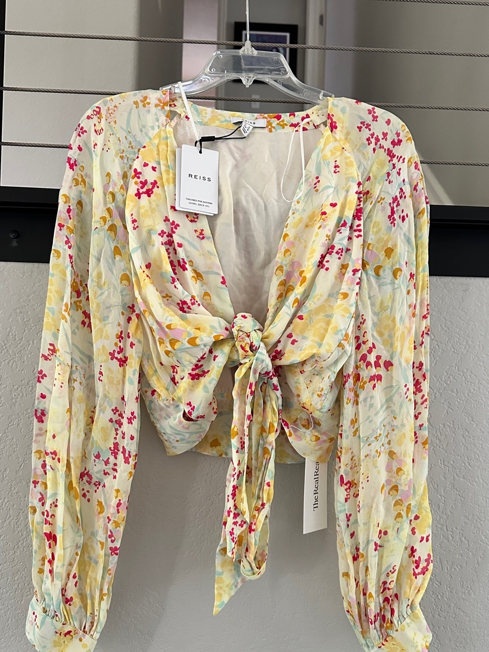 Reiss Lyla Floral Tie-Front Blouse | Size US 10 NWT